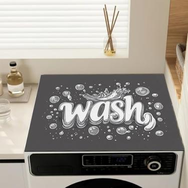 Imagem de Capas de lavadora e secadora para a parte superior, capa de máquina de lavar antiderrapante, almofada protetora à prova de poeira para lavanderia e cozinha, 59,9 cm x 50 cm