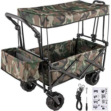 Imagem de U5GAAALPPQ9 Carrinho dobrável com dossel removível Oxford 600D, para praia, jardim, camuflagem