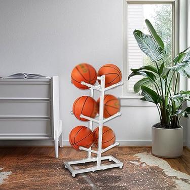 Imagem de ZDJZMGZ Suporte de basquete, rack de armazenamento de bolas de garagem 2-6 camadas, rack de armazenamento de equipamentos esportivos, rack de armazenamento, adequado para garagem, quadra de basquete