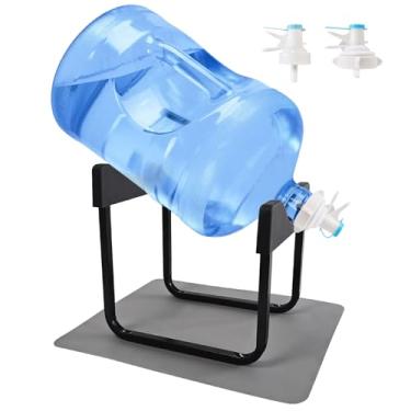 Imagem de THRIFTYRACK Suporte para jarro de água de 3 a 5 galões com 2 válvulas dispensadoras, suporte de aço resistente à ferrugem com bico de fluxo rápido livre de BPA, serve em garrafas padrão de 48 mm e 55