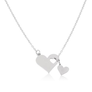 Imagem de Colar com pingente de coração de aço inoxidável com pingente de coração Lariat Y colares para mulheres, 18.50 inch, Aço inoxidável, Sem Pedra Preciosa