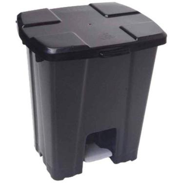 Imagem de Cesto Plástico Quadrado Com Pedal Plástico 30l Preto - jsn