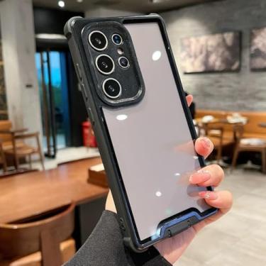 Imagem de Capa transparente e resistente a impactos para Samsung Galaxy S25 S24 Plus Ultra S25 Ultra S25 Plus, estilo militar (para S25 Plus/Preta)