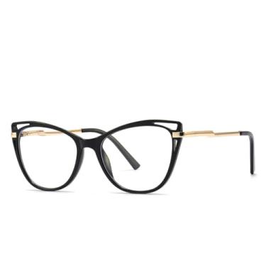 Imagem de HPIRME Óculos femininos com armação transparente (preto)