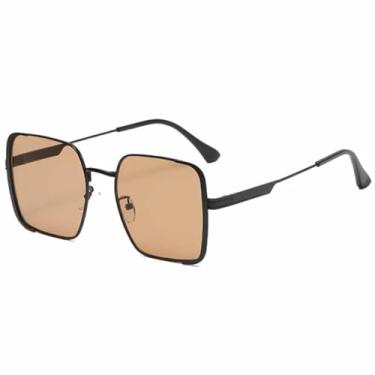 Imagem de HPIRME Óculos de grau masculinos e femininos com armação grande, estilo vintage, para dirigir, com proteção UV400 (cor chá preto).