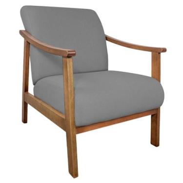 Imagem de Poltrona Liz Base Madeira Suede  - Amarena Móveis, Cinza