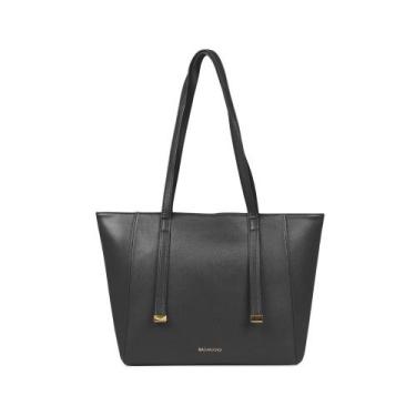 Imagem de Bolsa de Ombro Feminina Média Alça Alongada Tote Preta - Bagaggio, U, 