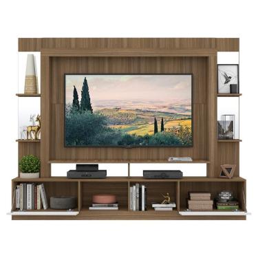 Imagem de Rack com Painel Suporte Tv 65´´ com Espelho Madeirado/Branco
