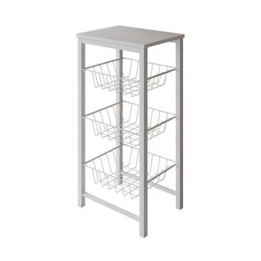 Imagem de Fruteira De Chão Cozinha Montada Aço Branco Tampo Branco Roma Cor: Branco