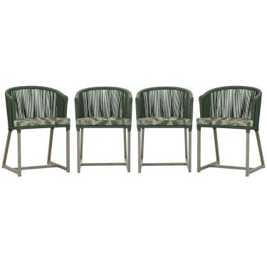 Imagem de 4 Cadeiras De Jantar Noronha Fendi Corda Náutica E5 Trama Verde