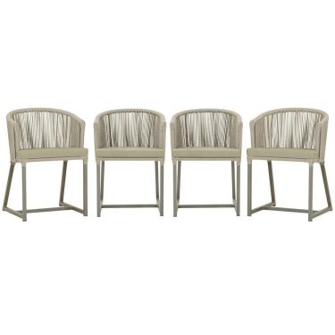 Imagem de 4 Cadeiras De Jantar Noronha Fendi Corda Náutica E7 Trama Rami