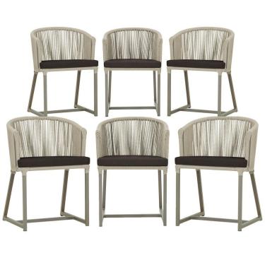 Imagem de 6 Cadeiras De Jantar Noronha Fendi Corda Náutica E9 Trama Rami