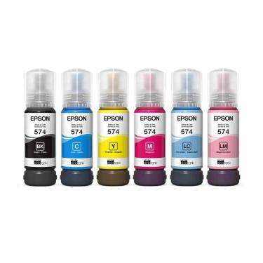 Imagem de Kit 6 Cores Tinta Epson 574 T574 Original Para L8050 L18050