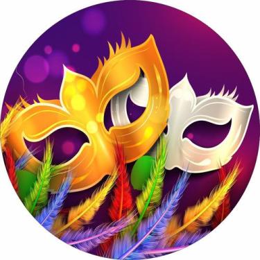 Imagem de Painel de Lona Redondo Máscaras de Carnaval - Fabrika De Festa, 130x13