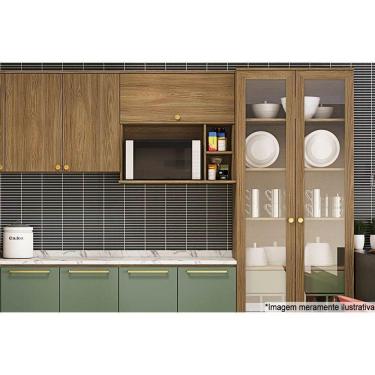 Imagem de Nicho Para Cozinha Botanic M639 P- Microondas 80cm Nogueira - Kappesberg