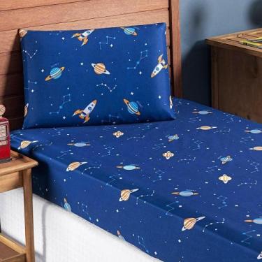Imagem de Jogo De Lençol De Solteiro Galáxia 2 Peças Estampado Kids - Nathalia E
