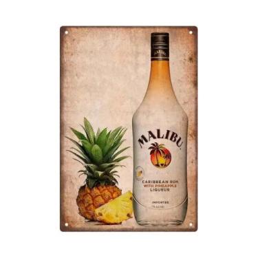 Imagem de Placa De Metal Vintage Retro Malibu Para Cerveja, Uísque E Vinho, Deco