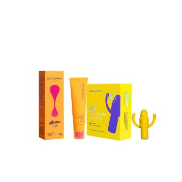 Imagem de Kit Pantynova – Dispositivo Vibratório de Encaixe Clits Amarelo + Gel Corporal Gloss 50g