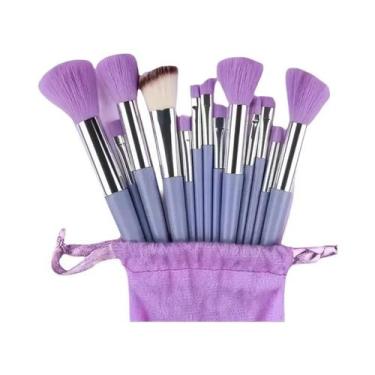 Imagem de Conjunto De 13 Pincéis De Maquiagem Roxo Com Esponja Blender, Puff De 