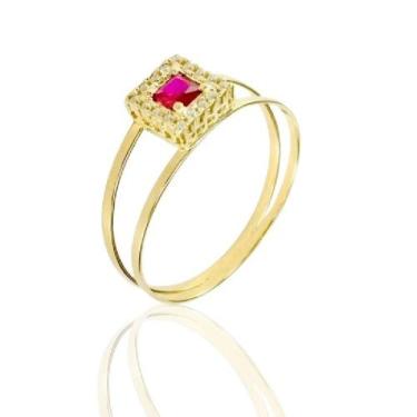 Imagem de Anel de ouro 18k Chuveiro Quadrado - Elegancy Joias, 24