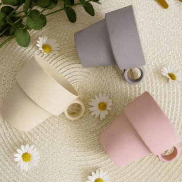 Imagem de Kit 10 Xícaras Café Fibra Bambu e PP 90ml Empilháveis Lyor, Rosa