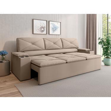 Imagem de Sofá 3 Lugares NextSofás Joy Velosuede Retrátil Reclinável com Porta Copos