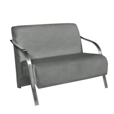 Imagem de Poltrona Namoradeira Vênus Braço Alumínio Tecido Cinza - OUTRAS MARCAS