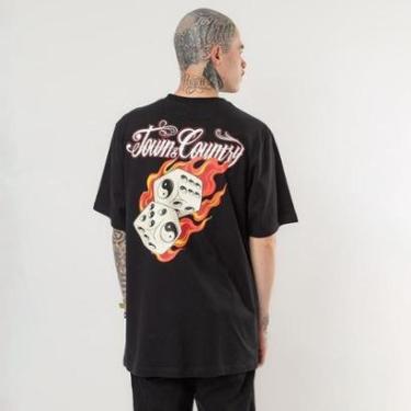 Imagem de Camiseta Town & Country Oversized Dice On Fire Preto-Masculino