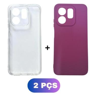 Imagem de Kit Capa Colorida + Capinha Transparente P/ Infinix Hot 50i - Generica