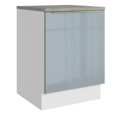 Imagem de Balcão De Cozinha 60 Cm 1 Porta Branco/cinza Lux Madesa Branco/cinza