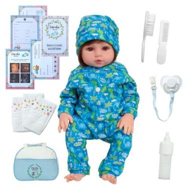 Imagem de Bebe Reborn Boneco Realista Silicone Fio a Fio Bolsa Itens - Cegonha R