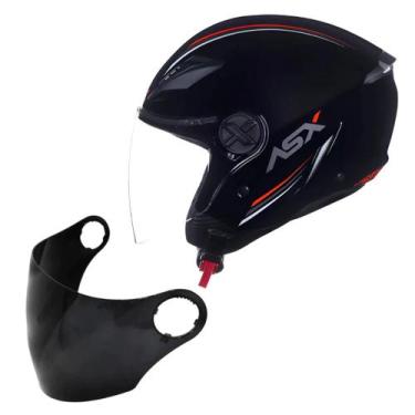 Imagem de Capacete Moto Aberto Asx City Air Solid Preto Viseira Fume, Solid Pret