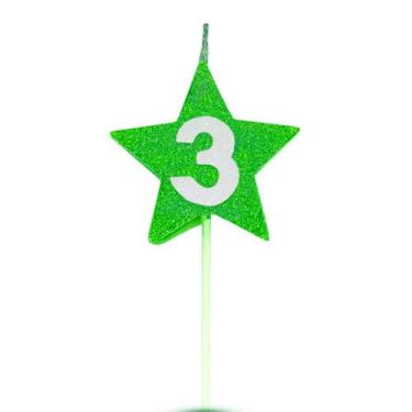 Imagem de Vela de Aniversário Star Verde - Número 3 - Curifest