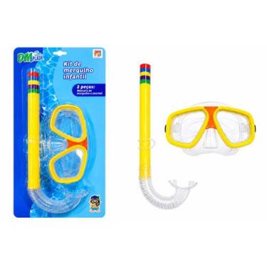 Imagem de Kit Mergulho piscina Infantil DM Toys com Máscara e Snorkel -, Amarelo
