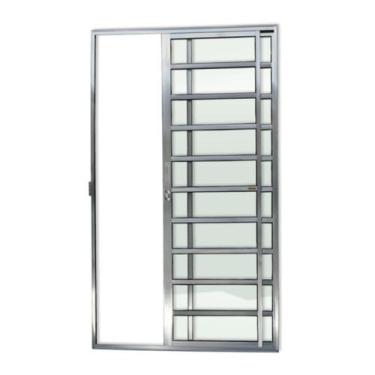 Imagem de Porta de Alumínio de Correr 210x120cm 2 Folhas com Travessa e Vidro Li