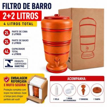 Imagem de Filtro de Barro 2L+2L Purificador de água Cerâmica Completo - GENÉRICO