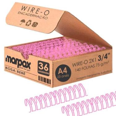 Imagem de Wire-o para Encadernação 2X1 A4 Rosa Bebê 3/4140fls 36un - Marpax