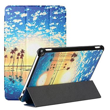 Imagem de IVY Silk Grain Case Capa para Samsung Galaxy Tab S7 Plus / S7 FE 12.4 inch (SM-T970/T975/T730/T736) Folding Stand Tablet Cover with Auto Wake/Sleep,Sunrise