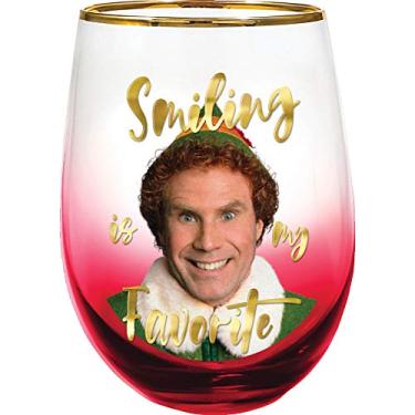 Imagem de Spoontiques Vidro sem haste de elfo sorridente, 590 ml, vermelho