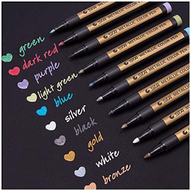 Imagem de Canetas marcadoras metálicas – marcadores metálicos de ponta média para pintura de rochas, papel preto, criação de cartões, scrapbook, álbum de fotos DIY (20 peças)