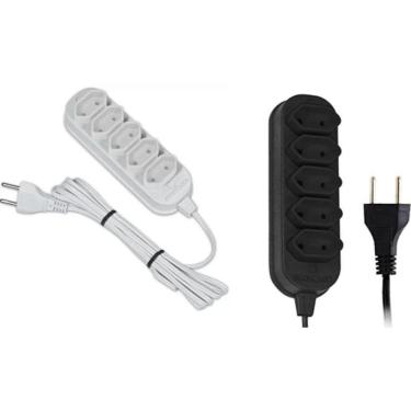 Imagem de Extensão Elétrica 5 Tomadas 2P Bivolt Bivolt Cabo 3 Metros