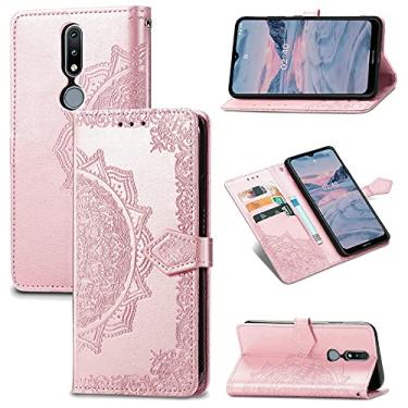 Imagem de YUNCHAO Caixa de telefone Para Nokia 2.4 Mandala Flor Horizontal Flip Leather Case com suporte/cartolina/carteira/cordão capa para celular