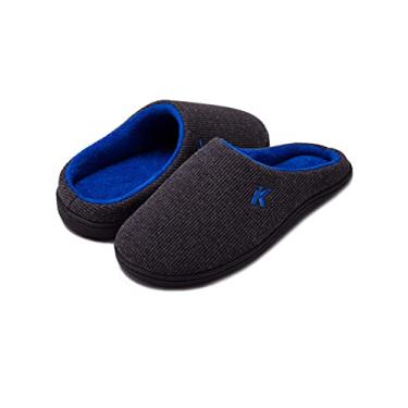 Imagem de Bestgift Espuma de Memória de Gel de Recuperação Lenta SBR Resistente a Pisar em Chinelos de Pano TPR azul cinza escuro 44-45