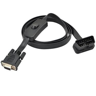 Imagem de OLLGEN 1,5 m 1,5 m 1,5 m OBD2 OBDII 16 pinos macho para DB9 Serial RS232 fêmea adaptador de cabo de extensão de diagnóstico conector com interruptor de energia