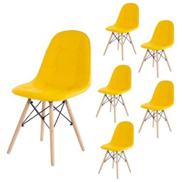 Imagem de Kit 6 Cadeiras Eames Eiffel Estofada Botonê 130C Cor:Amarelo
