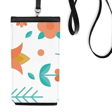 Imagem de Bolsa carteira para celular com tinta de planta verde laranja bolso preto