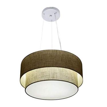 Imagem de Lustre Pendente Duplo Cúpula Tecido 25/50x40 cm, Vivare Iluminação, Pendente4061 RST, Rustico Bege, Médio