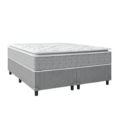 Imagem de Cama Box Colchão Molas Ensacadas Pillow Top Perfect Cinza/Branco Umaflex - Suporta até 120kg por Pessoa (Queen)