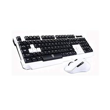 Imagem de Teclado para jogos UniFire V60 à prova d'água 2.4G sem fio com controle DPI de mouse para desktop, PC, laptop, teclado sem fio e mouse (branco)