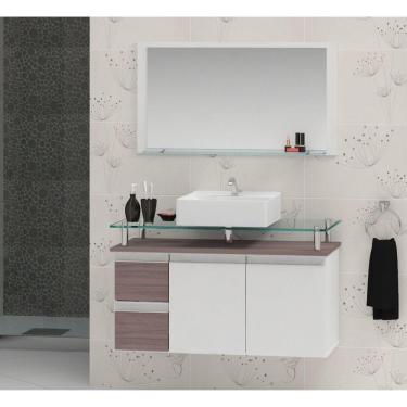 Imagem de Conjunto para Banheiro Gabinete com Cuba e Espelheira 80cm Diamante Contarini Rústico